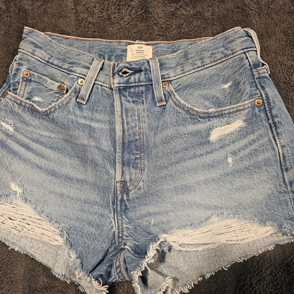 Levi's Light Blue Distressed Jean Shorts